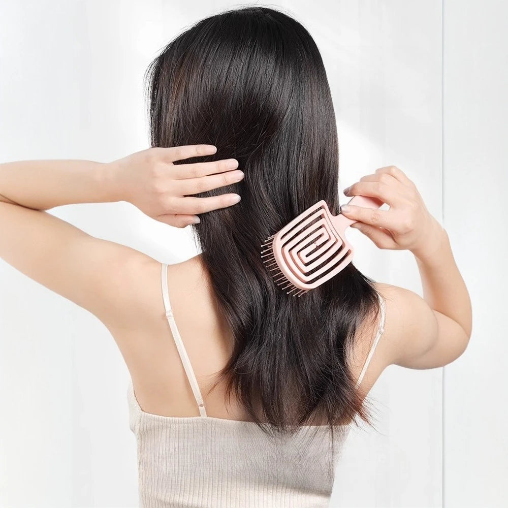 مشط التدليك المجوفة لصالونات تصفيف الشعر الرطبة